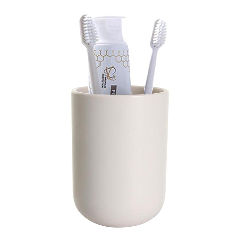 UVIVIU Toothbrush Cup, Bathroom Cup, Toothbrush Holder, Bathroom Tumbler, Plastic, 350ml (Khaki) - Image 1